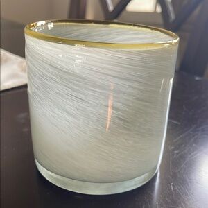 Blue and Gray Candle Holder with Elegant Accents